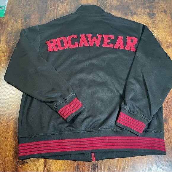 Rocawear Track Jacket Zipper Front Pockets Black XL  Pre-Owned - Picture 4 of 6